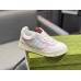 Gucci Womens Re-Web Sneakers in White and Pink Leather