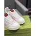 Gucci Womens Re-Web Sneakers in White and Pink Leather