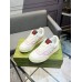Gucci Womens Re-Web Sneakers in White and Pink Leather