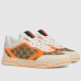 Gucci Mens Re-Web Sneakers in GG Canvas with Orange Leather