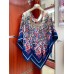 Gucci Interlocking G Floral Shawl in Blue Cashmere