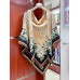 Gucci Interlocking G Floral Shawl in Black/Beige Cashmere
