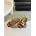 Gucci Marina Chain Slide Sandals in Brown Leather