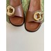 Gucci Marina Chain Slide Sandals in Brown Leather