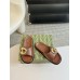 Gucci Marina Chain Slide Sandals in Brown Leather