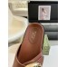 Gucci Marina Chain Slide Sandals in Brown Leather