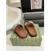 Gucci Marina Chain Slide Sandals in Brown Leather