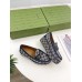 Gucci Womens Horsebit Wedge Loafers in Blue GG Canvas