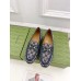 Gucci Womens Horsebit Wedge Loafers in Blue GG Canvas