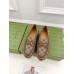 Gucci Womens Horsebit Wedge Loafers in Beige GG Canvas