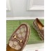 Gucci Womens Horsebit Wedge Loafers in Beige GG Canvas