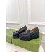 Gucci Womens Horsebit Wedge Loafers in Black Calfskin