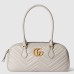 Gucci GG Marmont Medium Top-handle Bag in White Chevron Leather