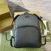 Gucci Mens Backpack in Black Leather with GG Supreme Canvas