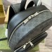 Gucci Mens Backpack in Black Leather with GG Supreme Canvas