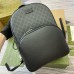 Gucci Mens Backpack in Black Leather with GG Supreme Canvas