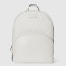 Gucci Mens Backpack in White Leather with GG Supreme Canvas
