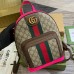 Gucci Ophidia GG Small Backpack in GG Canvas and Fuchsia Leather