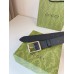 Gucci Black GG Rubber-effect Leather Belt 35MM with Square Buckle