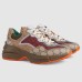 Gucci Womens Rhyton Sneakers in Beige/Brick GG Canvas