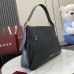 Gucci GG Emblem Medium Shoulder Bag in Black Calfskin