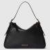 Gucci GG Emblem Medium Shoulder Bag in Black Calfskin