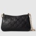 Gucci GG Emblem Super Mini Shoulder Bag in Black GG Grainy Leather