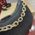 Gucci GG Emblem Small Shoulder Bag in Black GG Grainy Leather