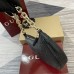 Gucci GG Emblem Small Shoulder Bag in Black GG Grainy Leather