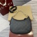 Gucci GG Emblem Small Shoulder Bag in Black GG Grainy Leather
