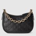 Gucci GG Emblem Small Shoulder Bag in Black GG Grainy Leather