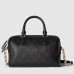 Gucci GG Emblem Small Top Handle Bag in Black GG Grainy Leather