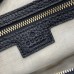 Gucci GG Emblem Small Top Handle Bag in Black GG Grainy Leather