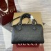Gucci GG Emblem Small Top Handle Bag in Black GG Grainy Leather
