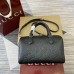 Gucci GG Emblem Small Top Handle Bag in Black GG Grainy Leather