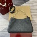 Gucci GG Emblem Small Shoulder Bag in Black GG Grained Leather