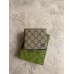 Gucci Bi-fold Wallet in Beige Supreme Canvas with Blue Interior