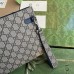 Gucci Portfolio Pouch in Beige Supreme Canvas with Blue Leather