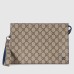 Gucci Portfolio Pouch in Beige Supreme Canvas with Blue Leather