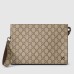 Gucci Portfolio Pouch in Beige Supreme Canvas with Brown Leather