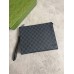 Gucci Portfolio Pouch in Black Supreme Canvas with Grey Leather