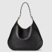 Gucci B Medium Shoulder Bag in Black Grained Leather