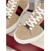 Gucci Womens Ace Sneakers in Beige GG Suede with Shearling