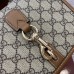 Gucci GG Emblem Mini Shoulder Bag in Beige GG Canvas with Brown Leather