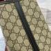 Gucci GG Emblem Medium Tote Bag in Beige GG Canvas with Black Leather