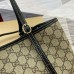 Gucci GG Emblem Small Tote Bag in Beige GG Canvas with Black Leather