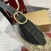 Gucci GG Emblem Medium Shoulder Bag in Beige GG Canvas with Black Leather
