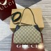 Gucci GG Emblem Small Shoulder Bag in Beige GG Canvas with Black Leather