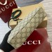 Gucci GG Emblem Small Shoulder Bag in Beige GG Canvas with Black Leather