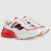 Gucci Womens Rhyton Sneakers in Pink Mesh with Leather